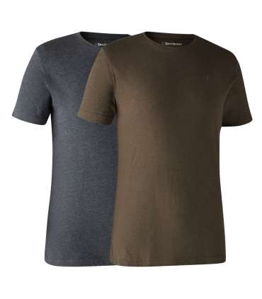 Lot de 2 t-shirts basiques Gris + Marron |Deerhunter
