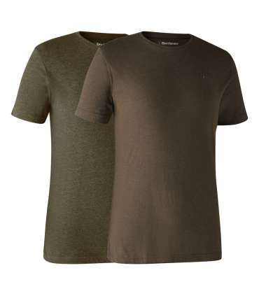 Lot de 2 t-shirts basiques Marron + Vert |Deerhunter